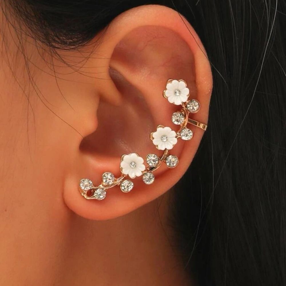 3for$20 NEW 1pc Flower & Rhinestone Decor Ear Cuff